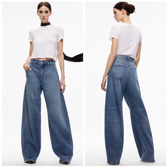 Alice + Olivia Denim - ALICE + OLIVIA Women’s Size 31 Avery Blue Wash Parker Low Rise Balloon Leg Jeans